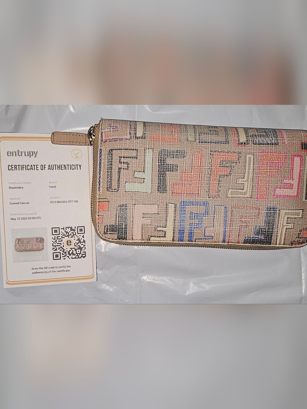 FENDI Multicolor Zucca Canvas Long Wallet